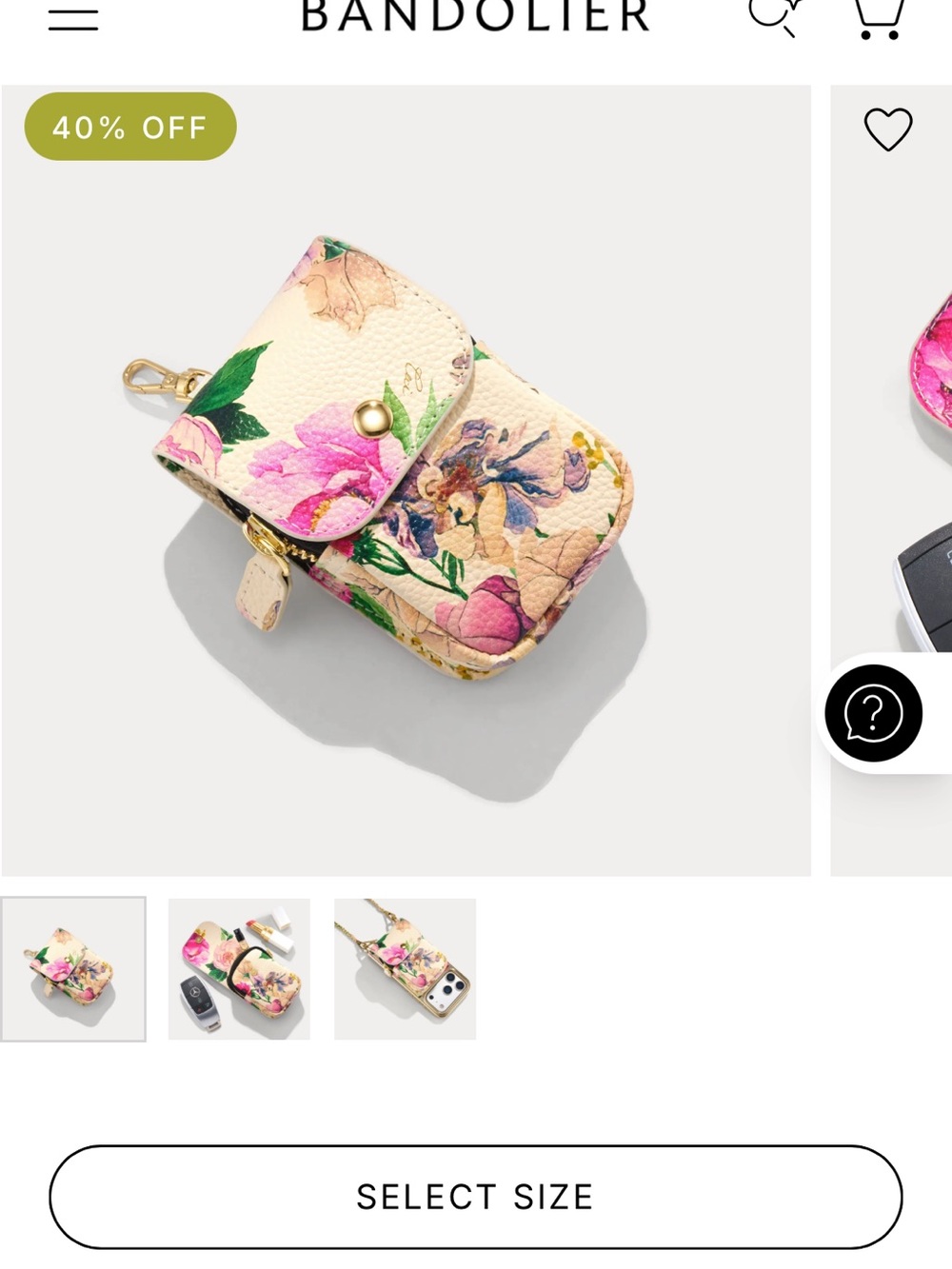 Bandolier Floral Mini Crossbody Case - Cream Pink Green